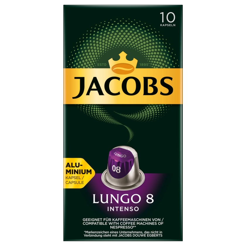 Jacobs Kaffeekapseln Lungo 8 Intenso, 10 Nespresso kompatible Kapseln